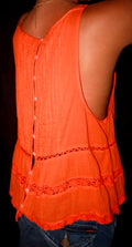 Orange Free People Flowy Blouse
