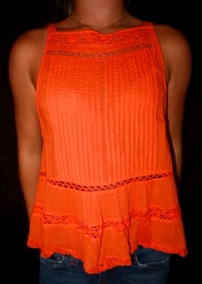 Orange Free People Flowy Blouse