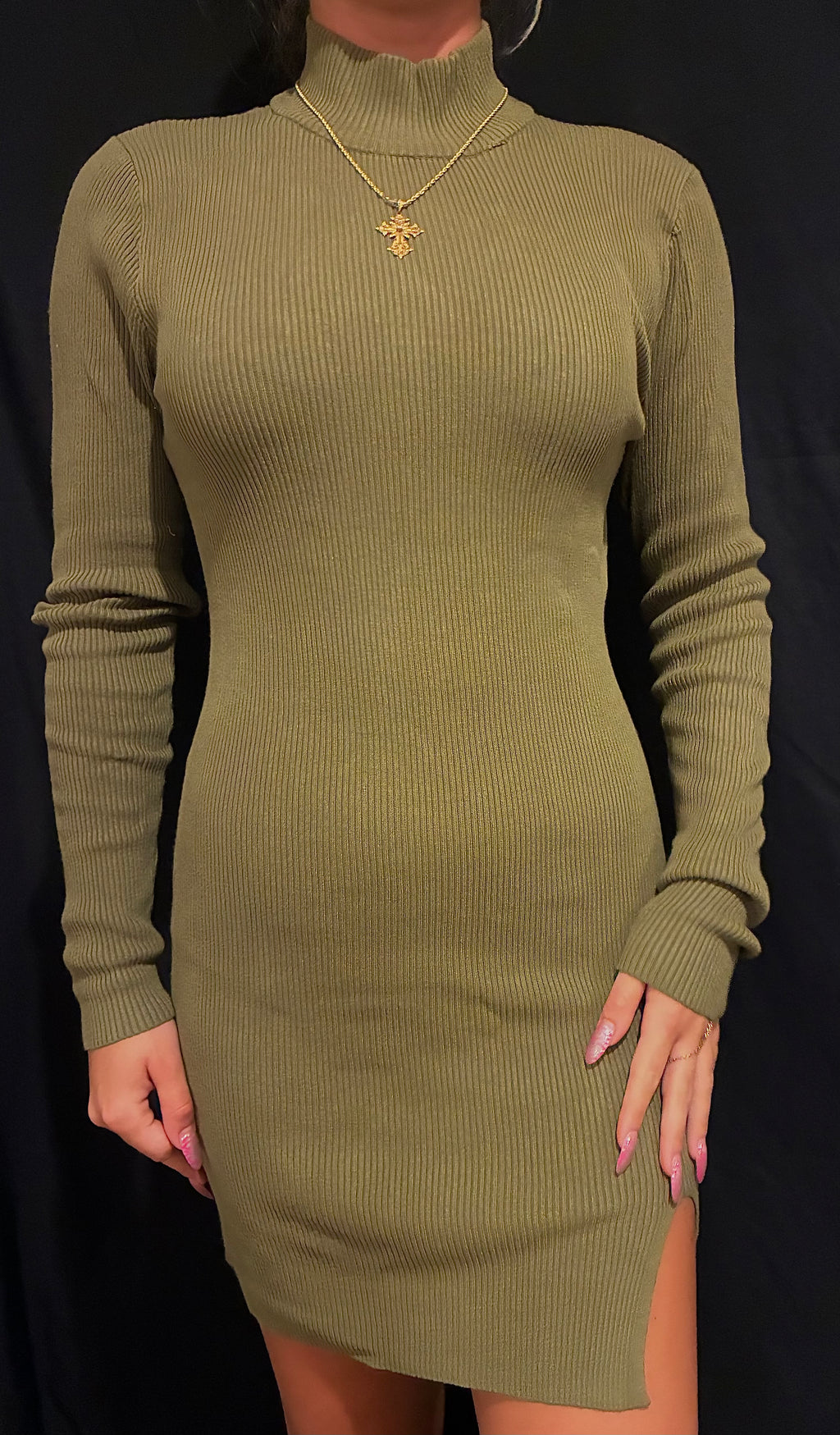 Green Turtleneck Dress